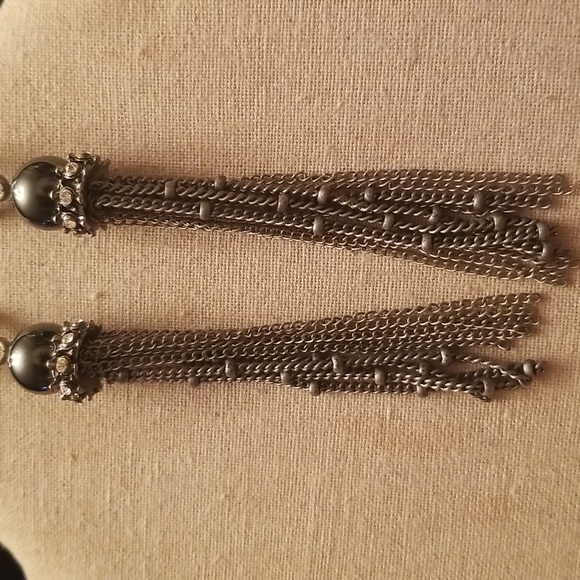 Gunmetal Grey Tassel Earrings - Picture 3 of 3